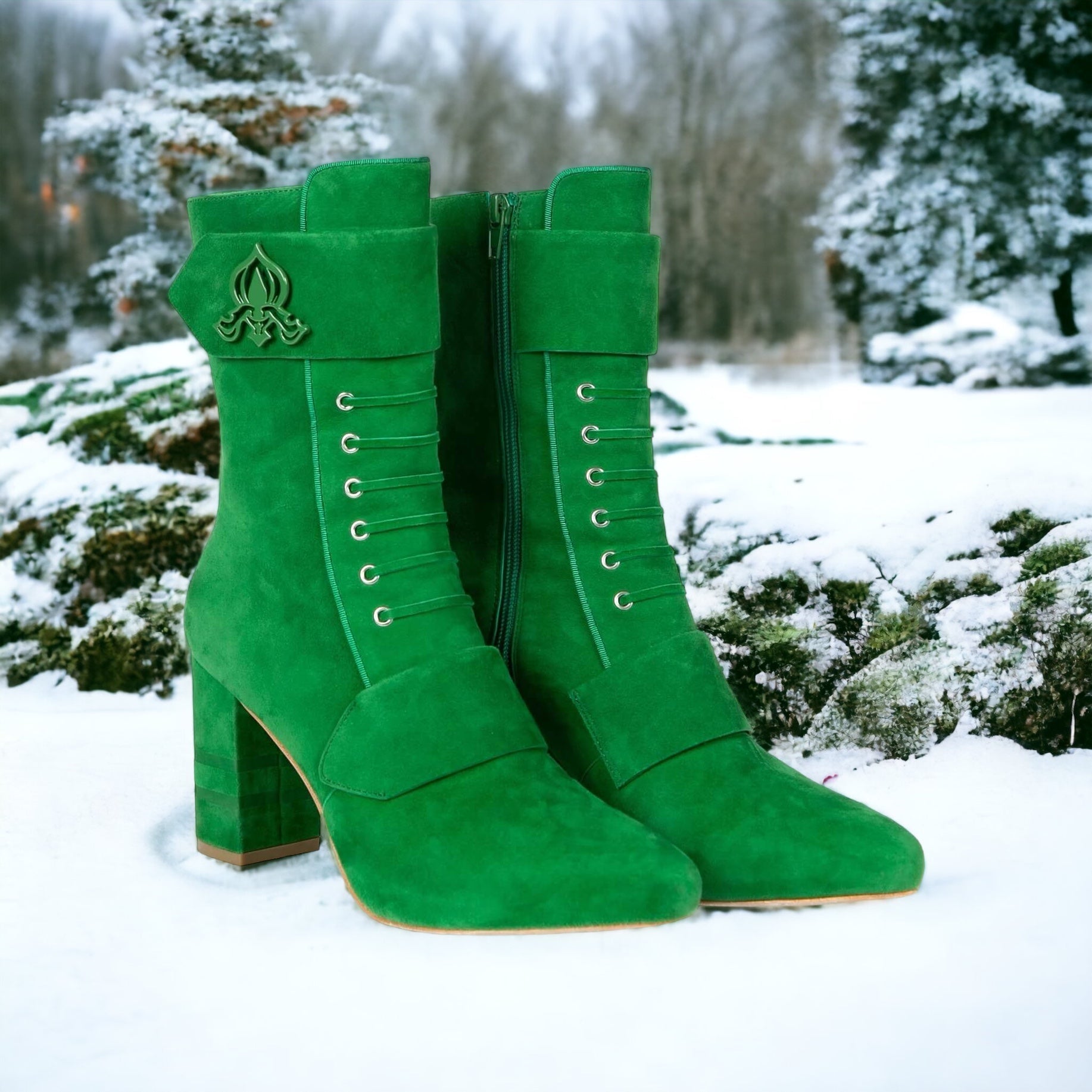 Michaela V Marta Green Suede Boots